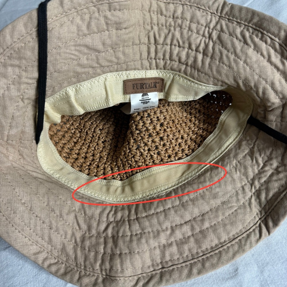 Furtalk Womens Straw Sun Hat Tan Paper Linen Adjustable Chin Strap One Size - Picture 3 of 7